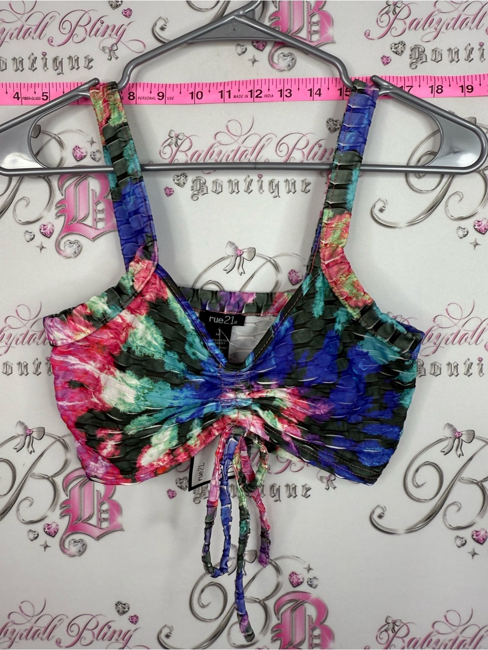 Rue21 Multicolor Tie-Dye Ruched Crop Tank Top - Pink, Blue, Green, Black NEW